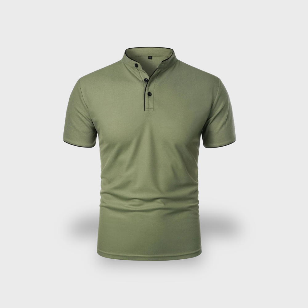 Lex & Baron | Men's Mandarin Collar Polo – Breathable Summer Essential