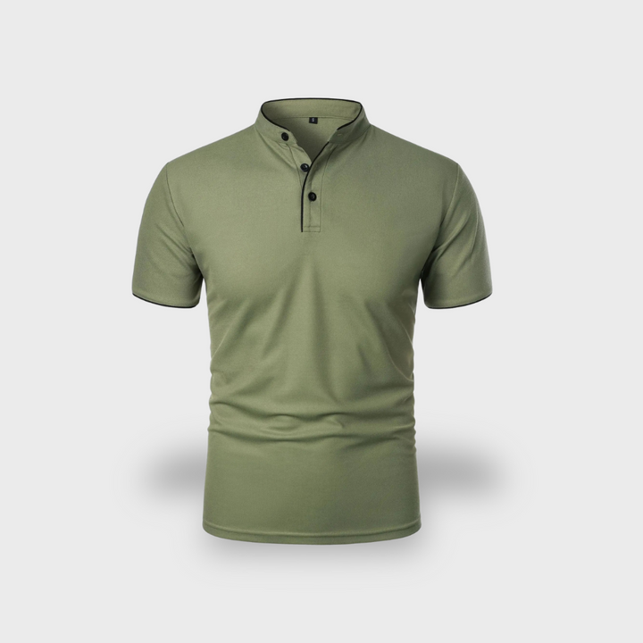 Lex & Baron | Men's Mandarin Collar Polo – Breathable Summer Essential