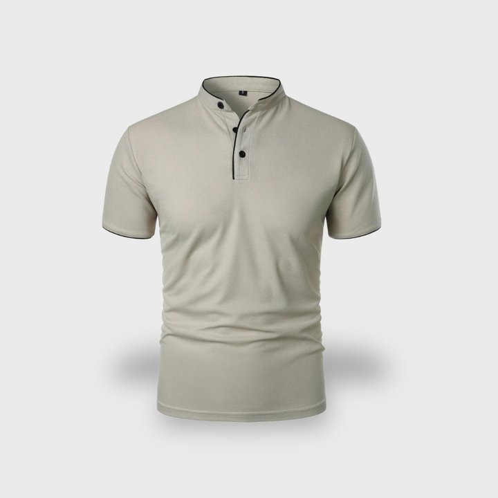 Lex & Baron | Men's Mandarin Collar Polo – Breathable Summer Essential