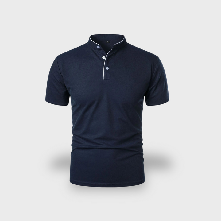 Lex & Baron | Men's Mandarin Collar Polo – Breathable Summer Essential