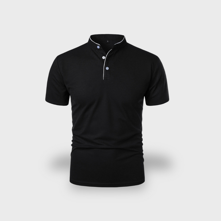 Lex & Baron | Men's Mandarin Collar Polo – Breathable Summer Essential