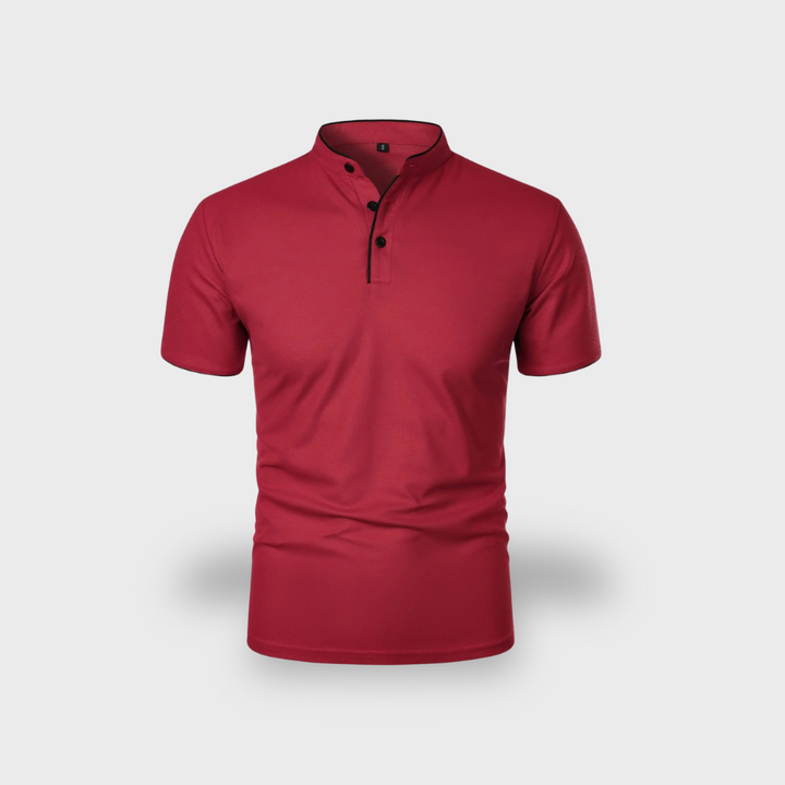 Lex & Baron | Men's Mandarin Collar Polo – Breathable Summer Essential