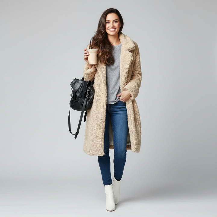 Isla | Warm Long Teddy Coat