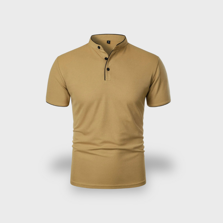 Lex & Baron | Men's Mandarin Collar Polo – Breathable Summer Essential