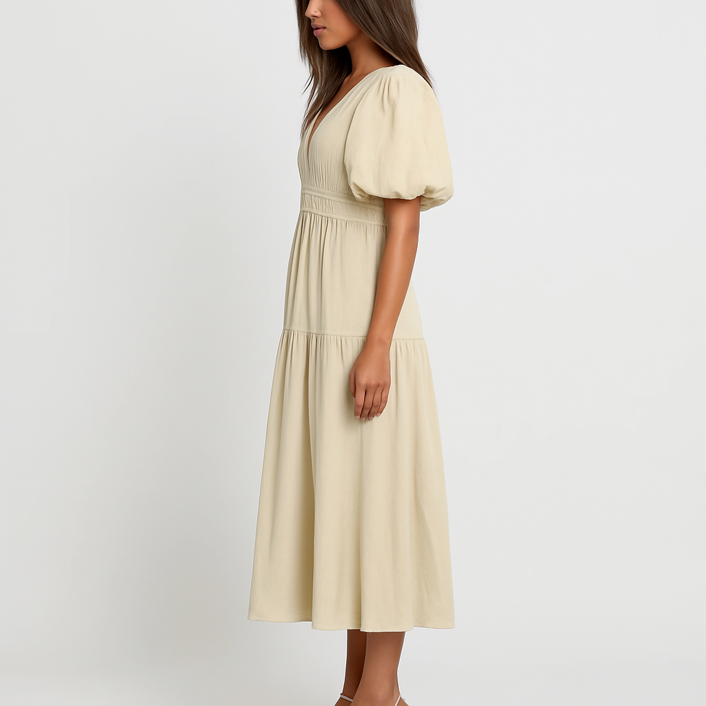 Lex & Baron | Puff Sleeve Summer Midi Dress