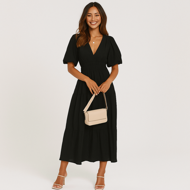 Lex & Baron | Puff Sleeve Summer Midi Dress