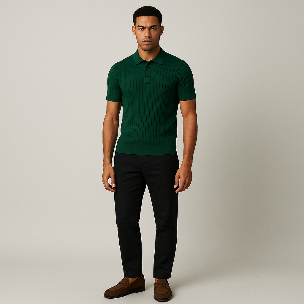 Lex & Baron | Men's Retro Knit Polo – Smart Casual Elegance