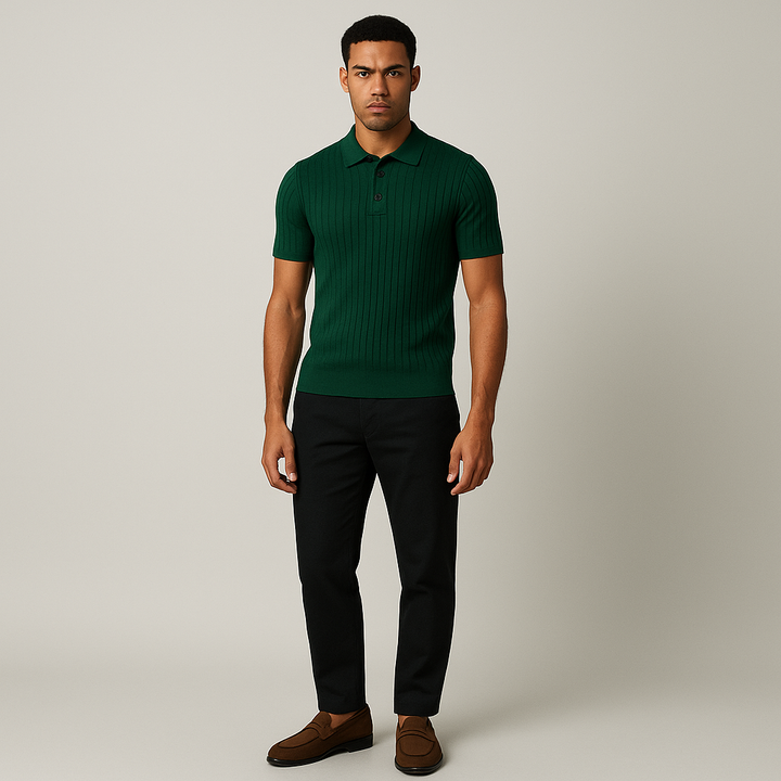 Lex & Baron | Men's Retro Knit Polo – Smart Casual Elegance