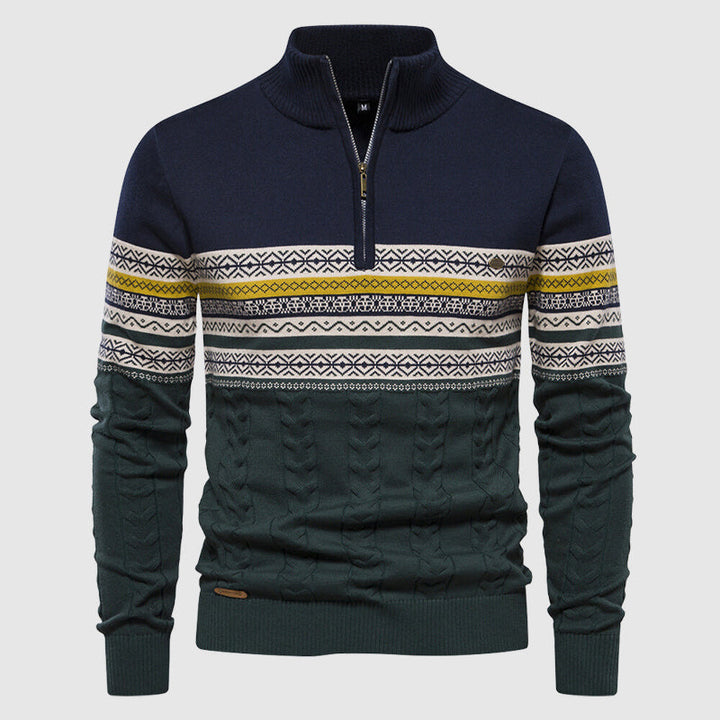 Men's Winter Half-Zip Sweater with Stand-Up Collar - Stylish and Warm Knitwear