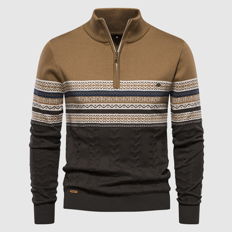 Men's Winter Half-Zip Sweater with Stand-Up Collar - Stylish and Warm Knitwear
