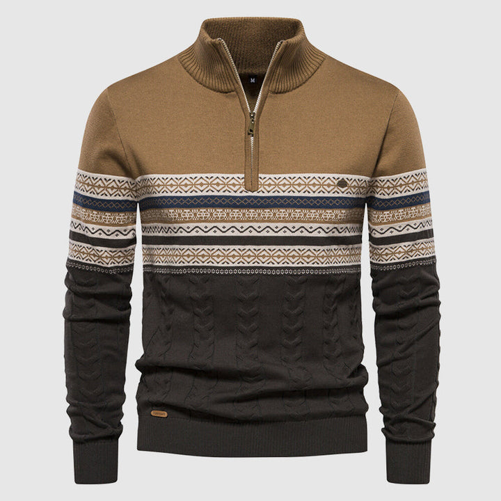 Men's Winter Half-Zip Sweater with Stand-Up Collar - Stylish and Warm Knitwear