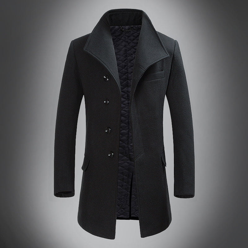 Men’s Wool Overcoat - Tailored Fit - Single-Breasted with Notch Lapels - Classic Style