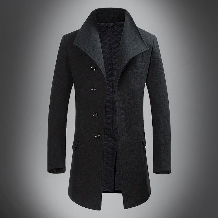 Men’s Wool Overcoat - Tailored Fit - Single-Breasted with Notch Lapels - Classic Style