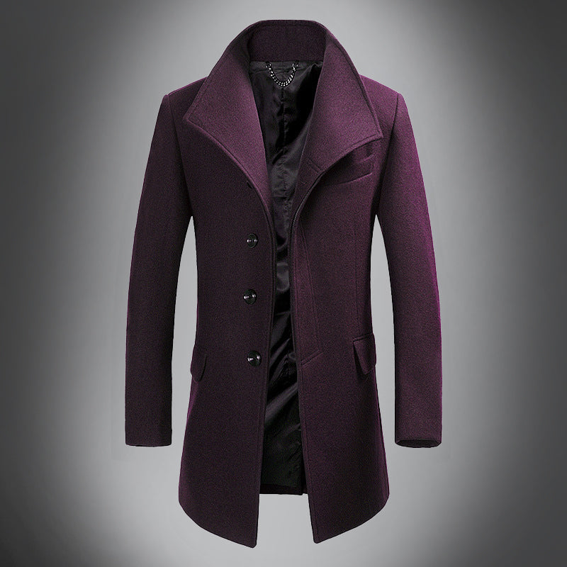 Men’s Wool Overcoat - Tailored Fit - Single-Breasted with Notch Lapels - Classic Style