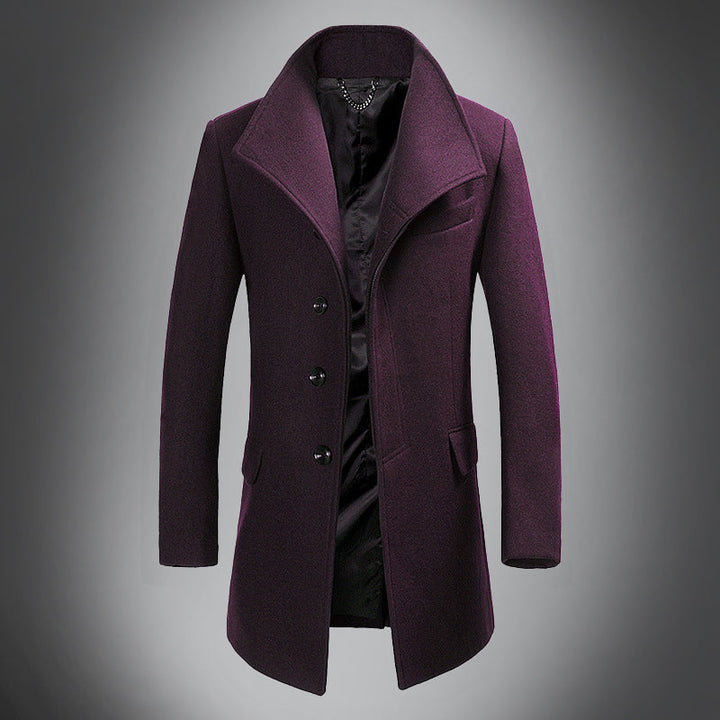 Men’s Wool Overcoat - Tailored Fit - Single-Breasted with Notch Lapels - Classic Style