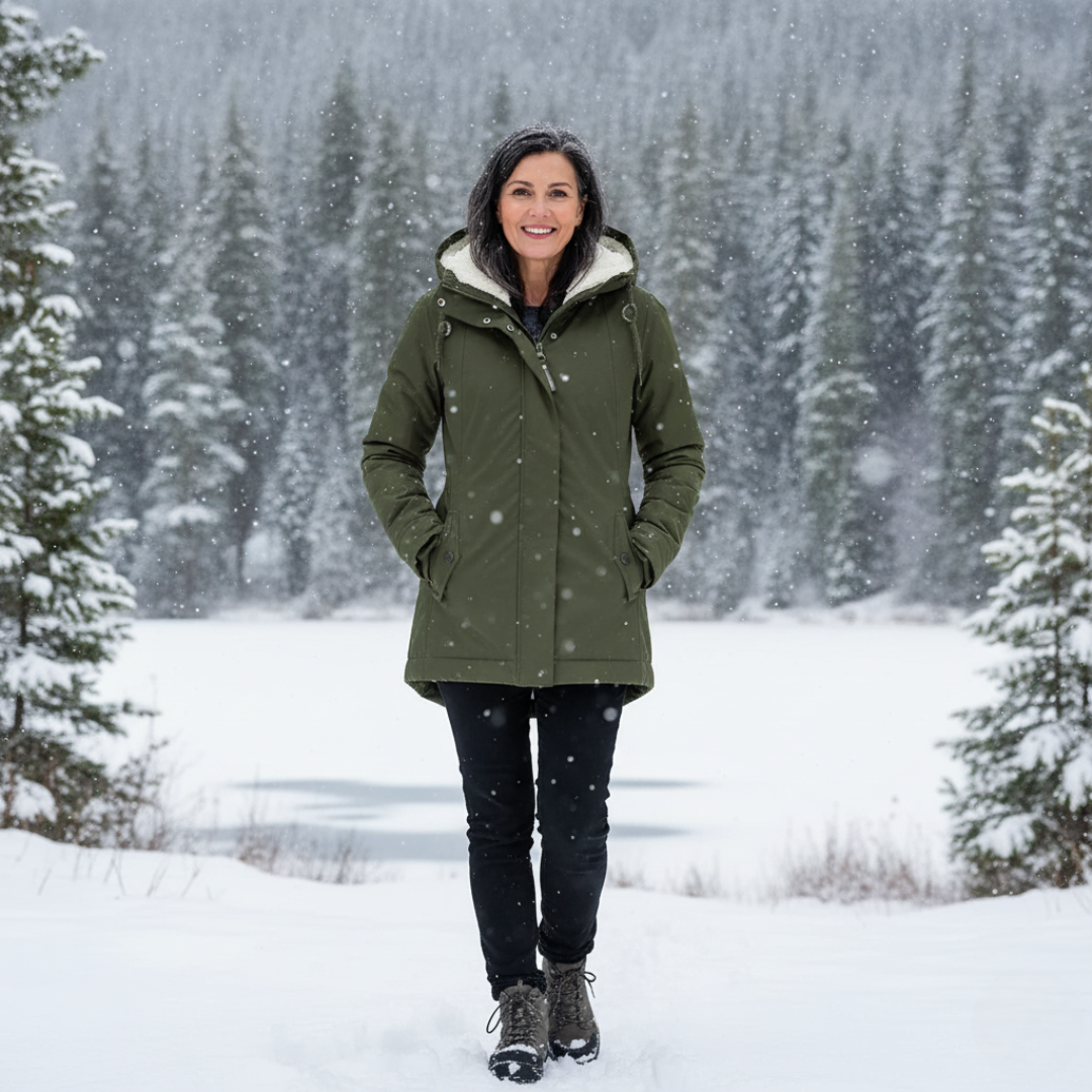 Women's sherpa-lined winter parka for ultimate warmth