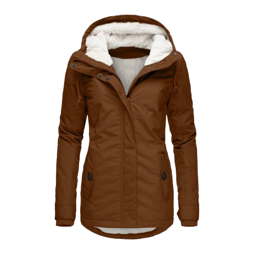 Women's sherpa-lined winter parka for ultimate warmth
