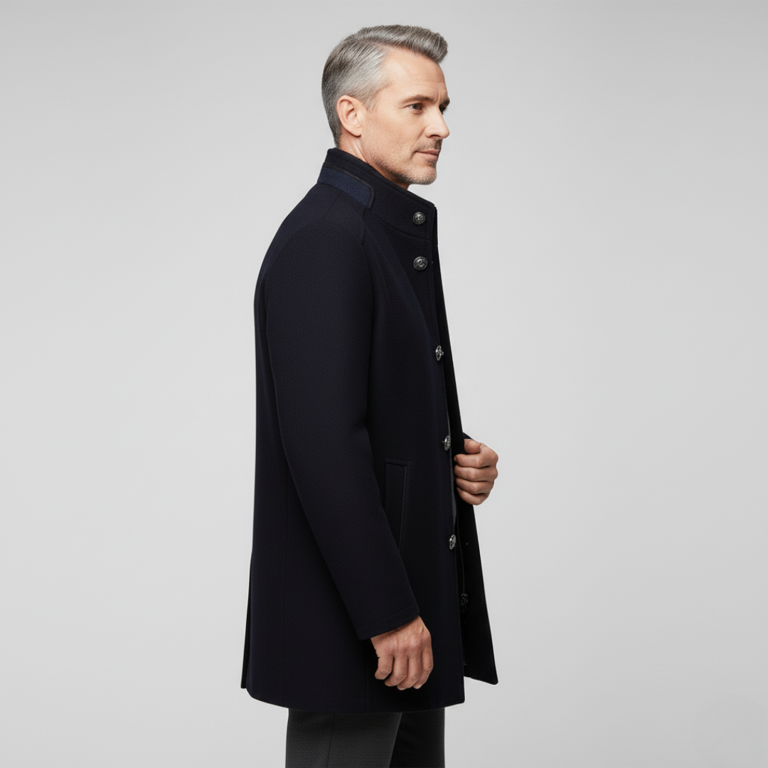 Long Sleeve Winter Wool Overcoat - Warm Button-Up Jacket, Stylish Formal Outerwear