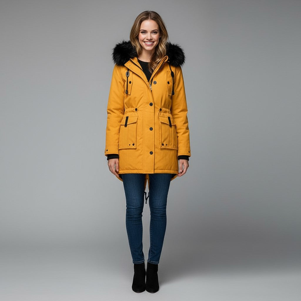 Claire | Winter Coat With Faux Fur Hood