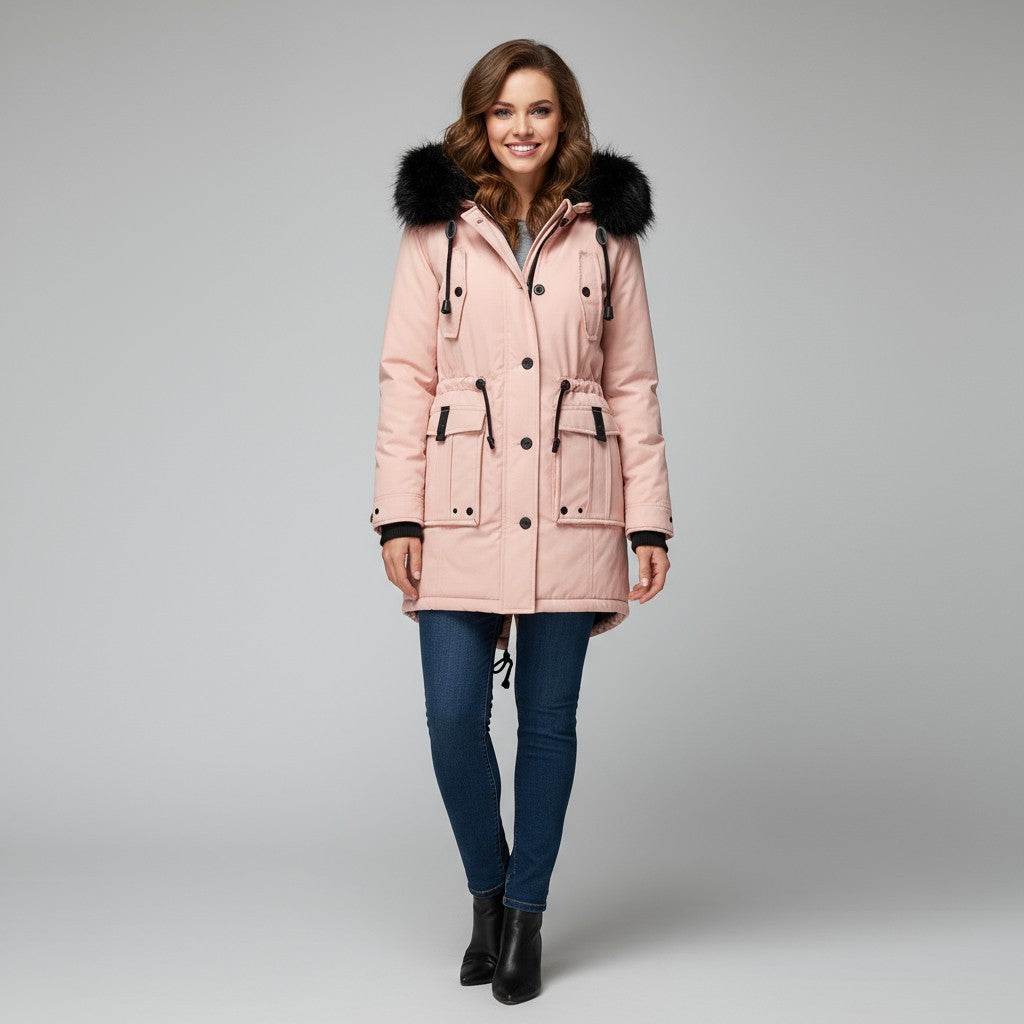 Claire | Winter Coat With Faux Fur Hood
