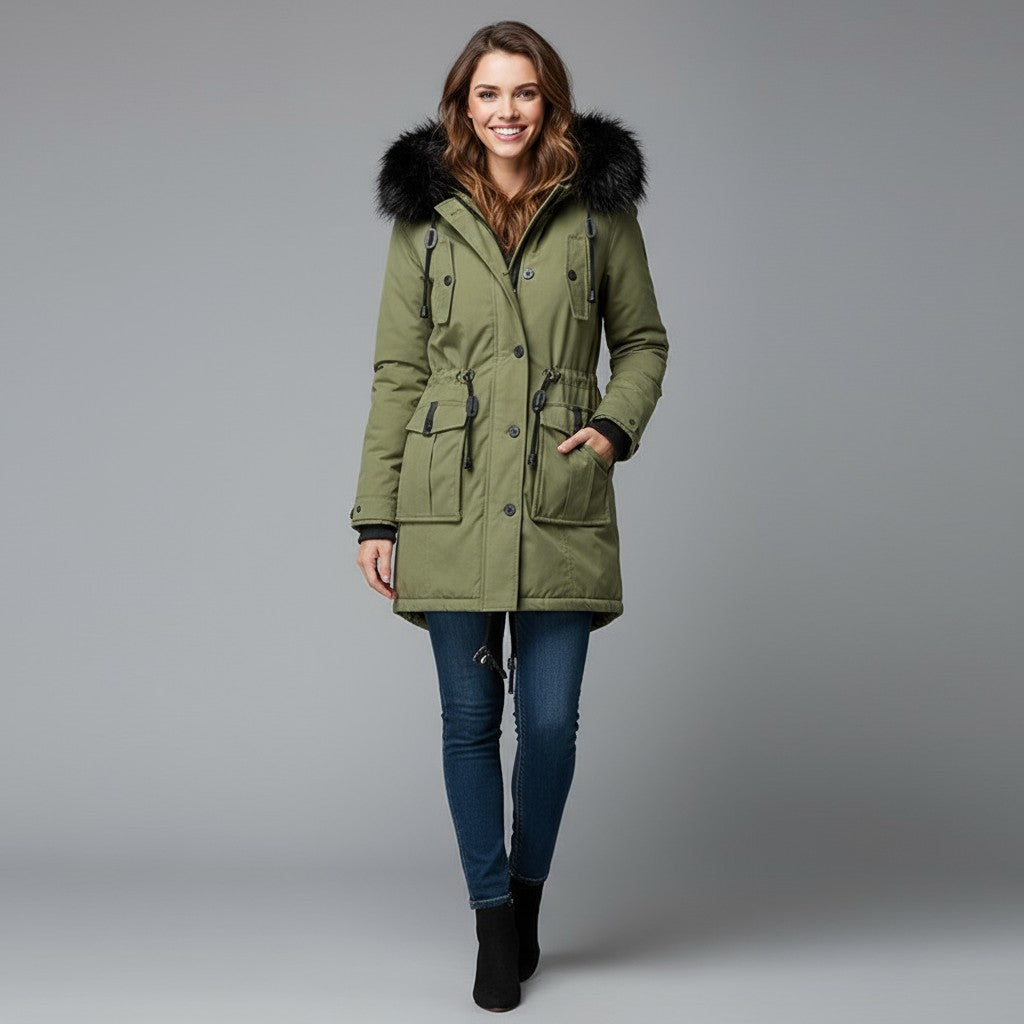 Claire | Winter Coat With Faux Fur Hood