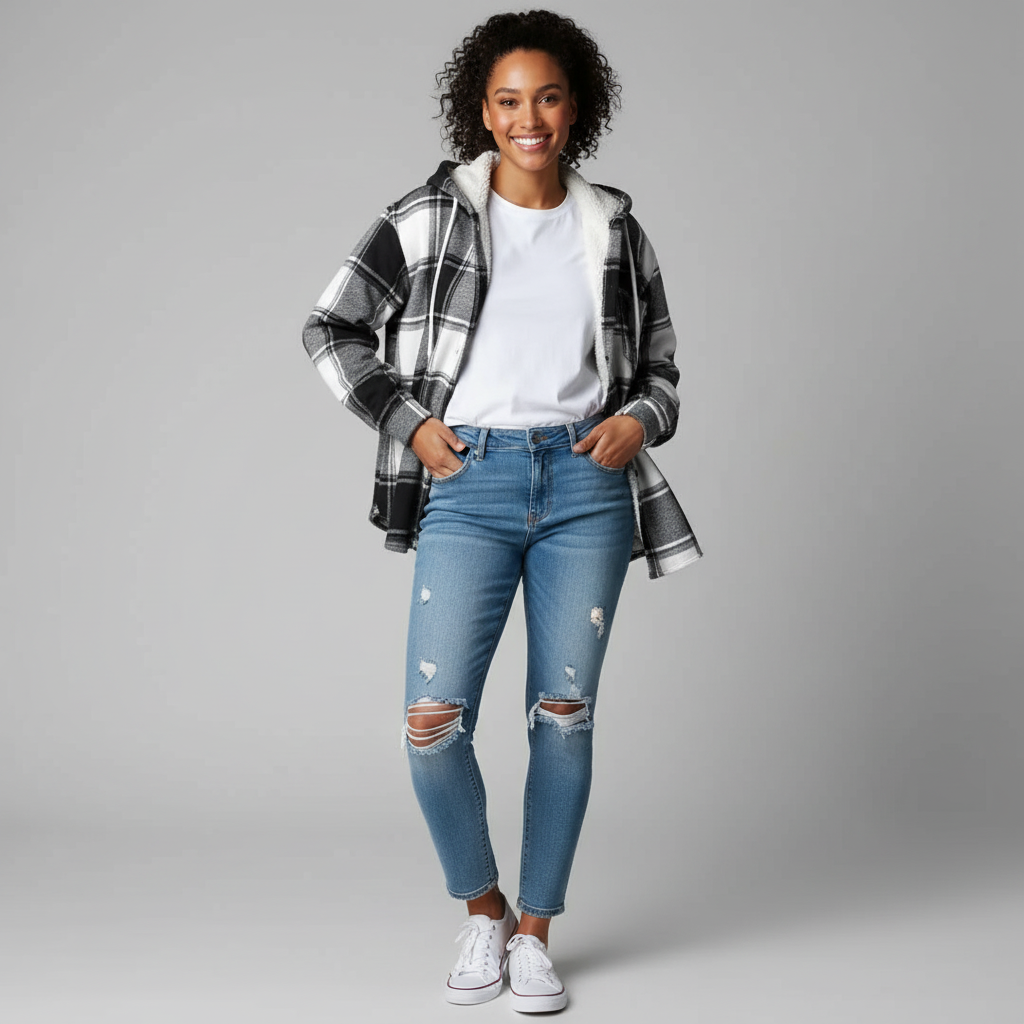 Sarah | Warm Checkered Winter Jacket