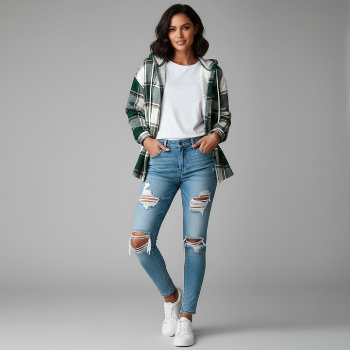 Sarah | Warm Checkered Winter Jacket