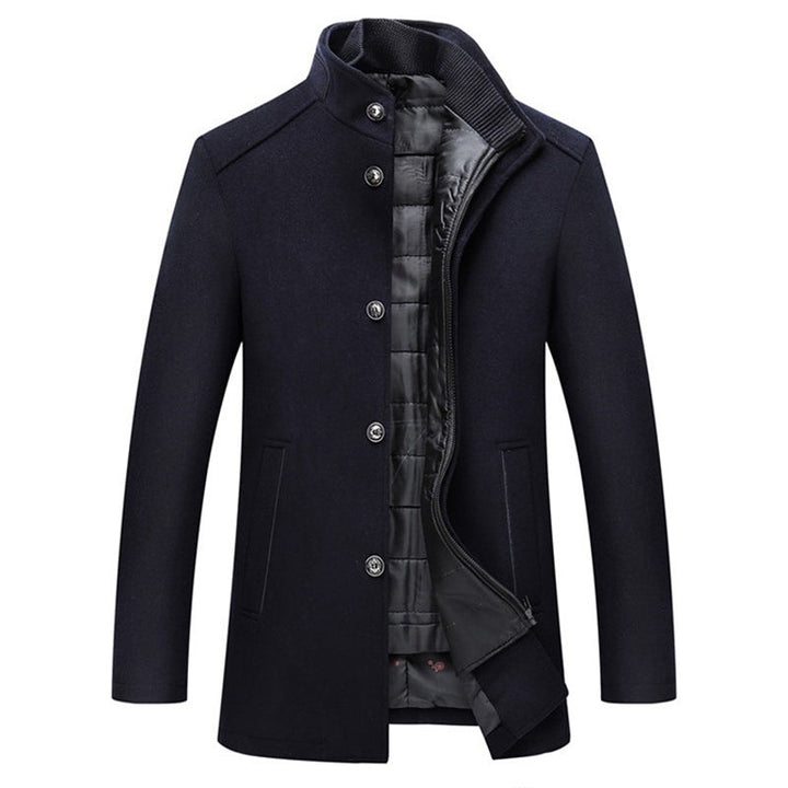 Long Sleeve Winter Wool Overcoat - Warm Button-Up Jacket, Stylish Formal Outerwear