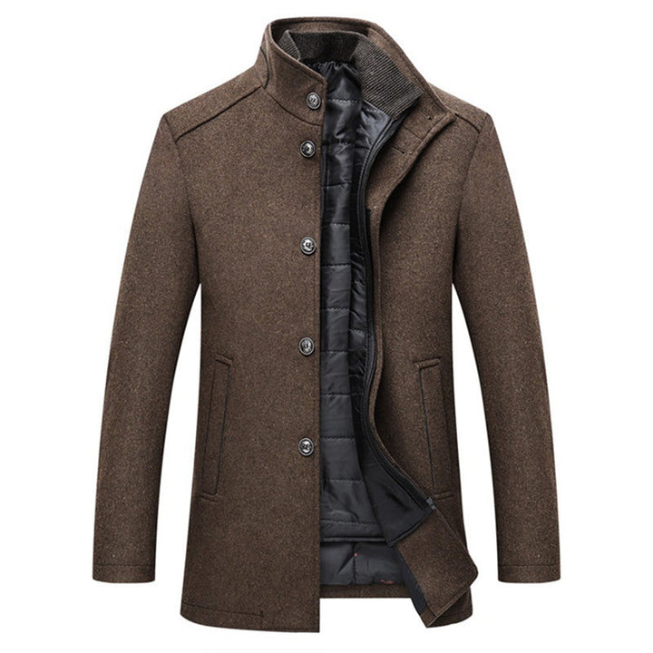 Long Sleeve Winter Wool Overcoat - Warm Button-Up Jacket, Stylish Formal Outerwear