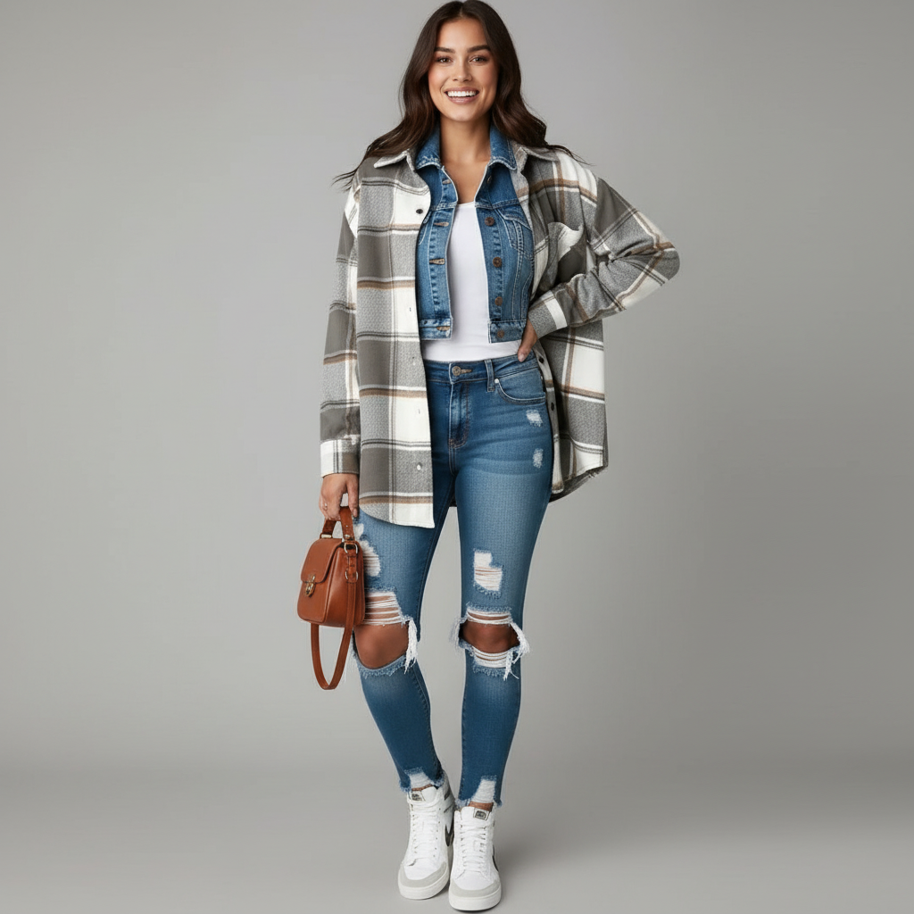 Sarah | Warm Checkered Winter Jacket